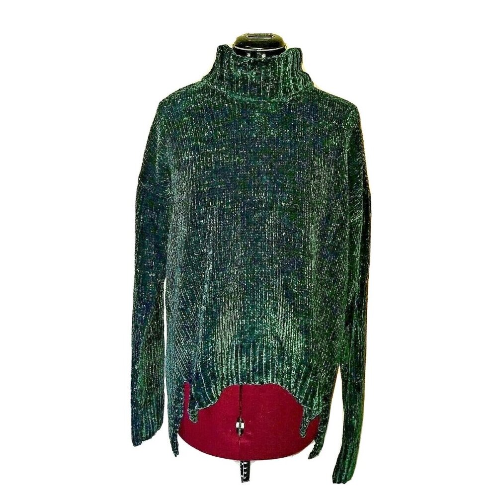 Marled Reunited Sweater Women’s Large Turtleneck Hi-Low Hem Zip Back Pullover